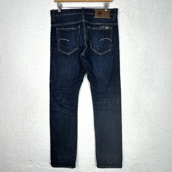 G Star Raw 3301 Jeans Mens Sz 32 x32 Blue Low Rise Button Fly Streetwear